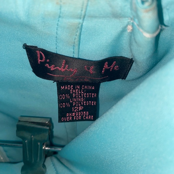 Prom Formal Gown Dress Aquamarine Blue Pinky & Me size 12P - Picture 7 of 9